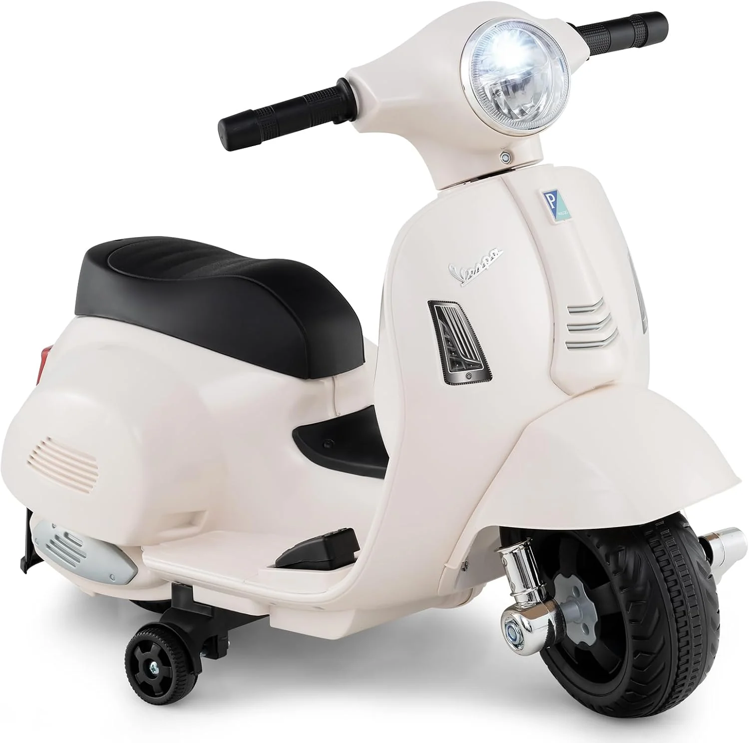 Licensed Vespa Kids Ride on Motorcycle with LED Headlight and Horn Sound - Image 10