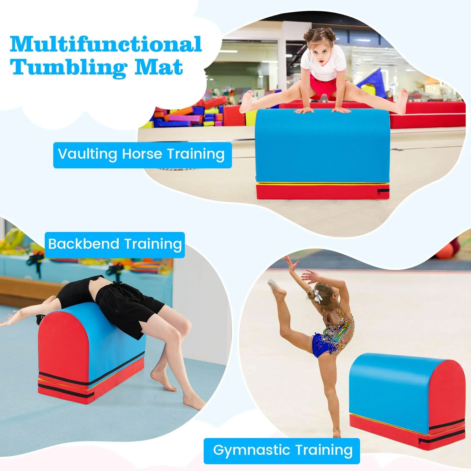 Mailbox Tumbling Aid Trainer, Gymnastics Vaulting Box w/ Detachable Mat - Image 4