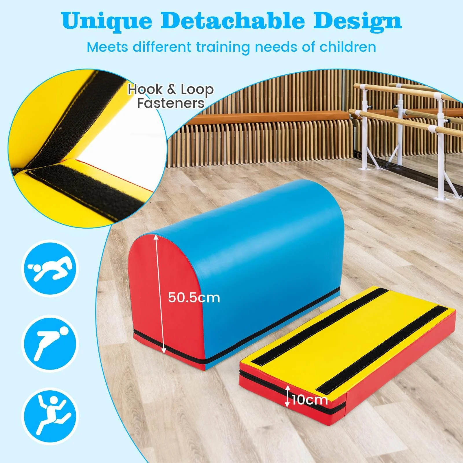 Mailbox Tumbling Aid Trainer, Gymnastics Vaulting Box w/ Detachable Mat - Image 5