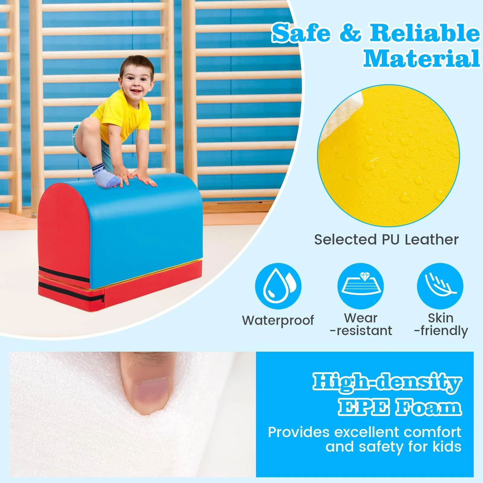 Mailbox Tumbling Aid Trainer, Gymnastics Vaulting Box w/ Detachable Mat - Image 6
