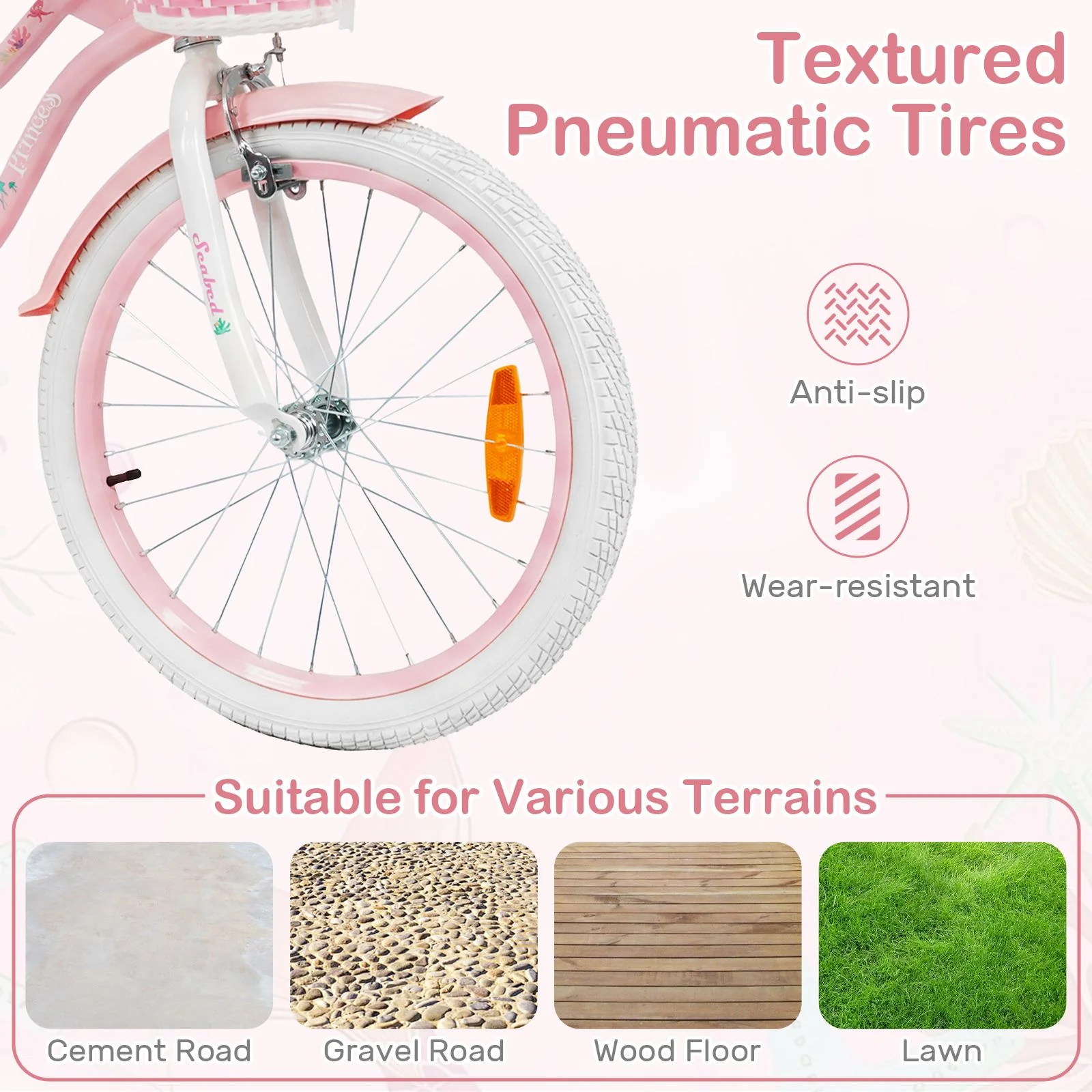 Mermaid Girls Bike with Adjustable Seat and Handlebar for Kids Aged 8+ Years Old - Image 4