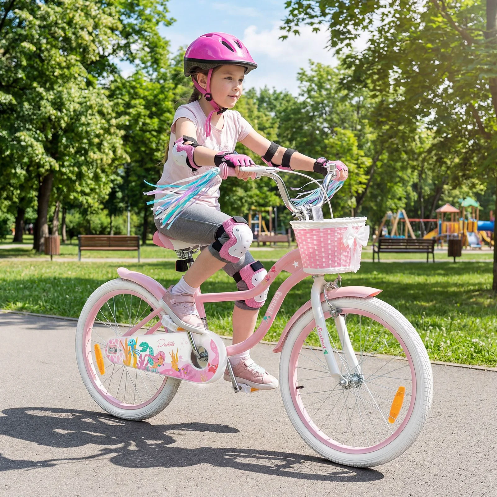 Mermaid Girls Bike with Adjustable Seat and Handlebar for Kids Aged 8+ Years Old - Image 9