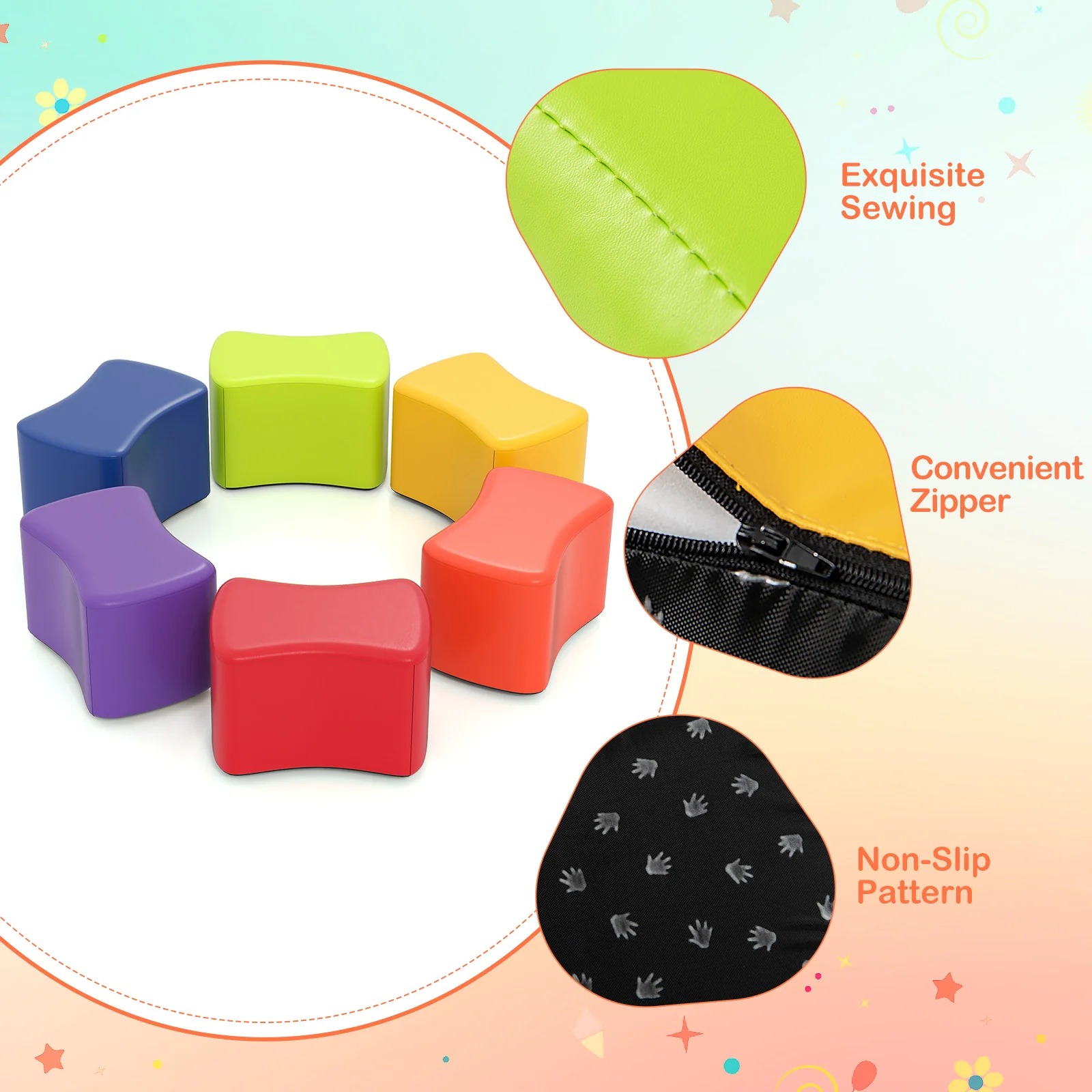 6 PCS Modular Stool Set,  Butterfly Stools for Kids Rooms, Classrooms, Daycares - Image 8