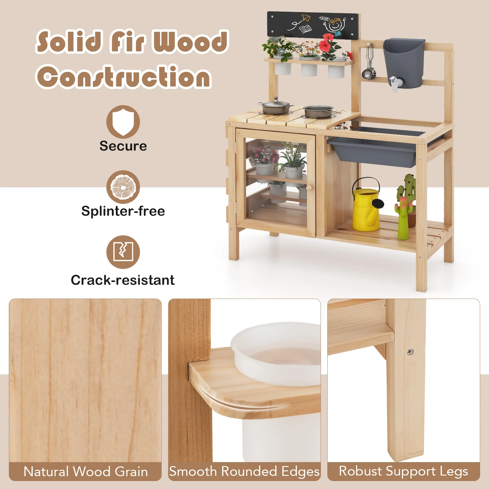Mud Kitchen, Kids Pretend Play Kitchen Toy Set for Children 3+ Years Old - Image 5