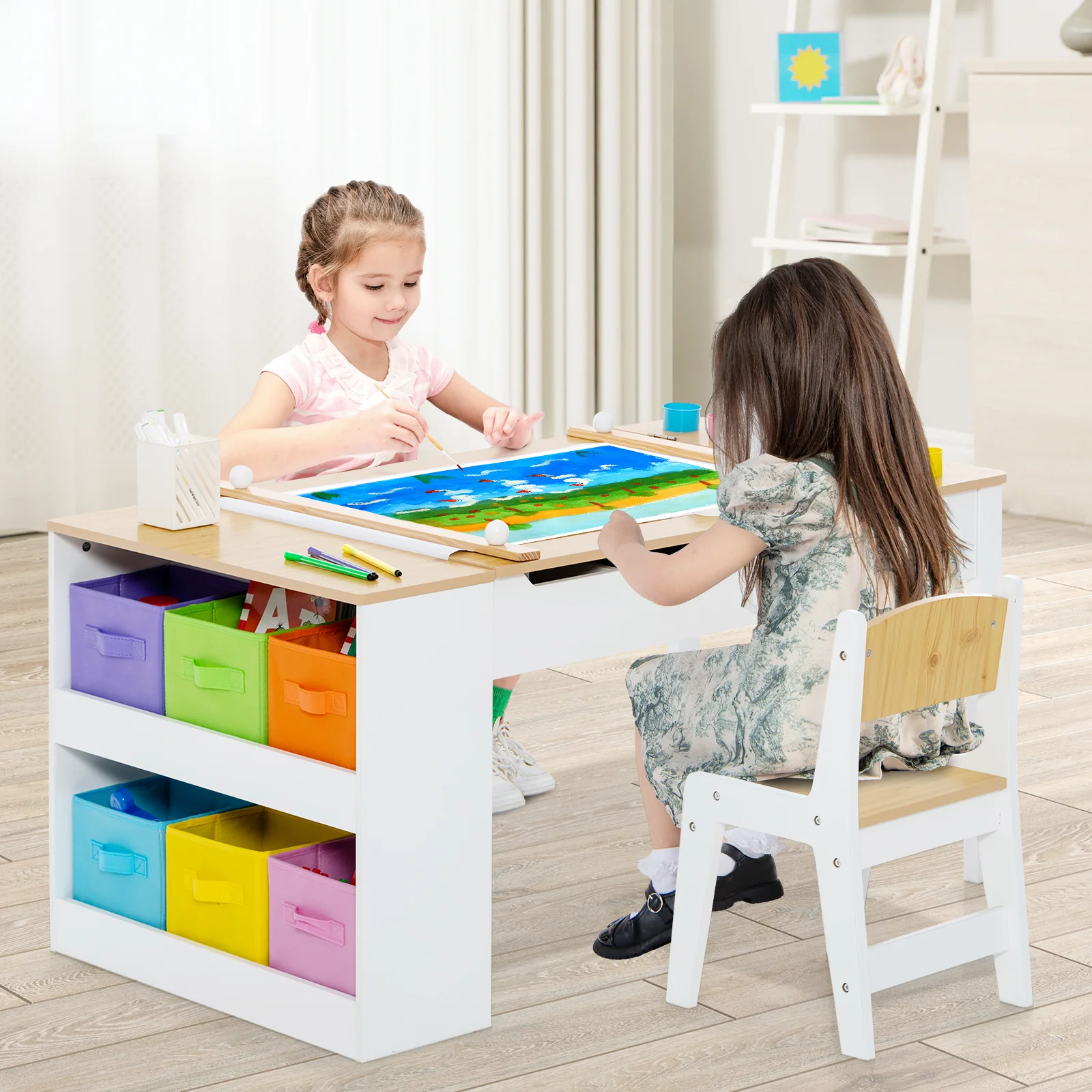 Multi-functional Kids Art Easel Table & Chair Set - Image 2