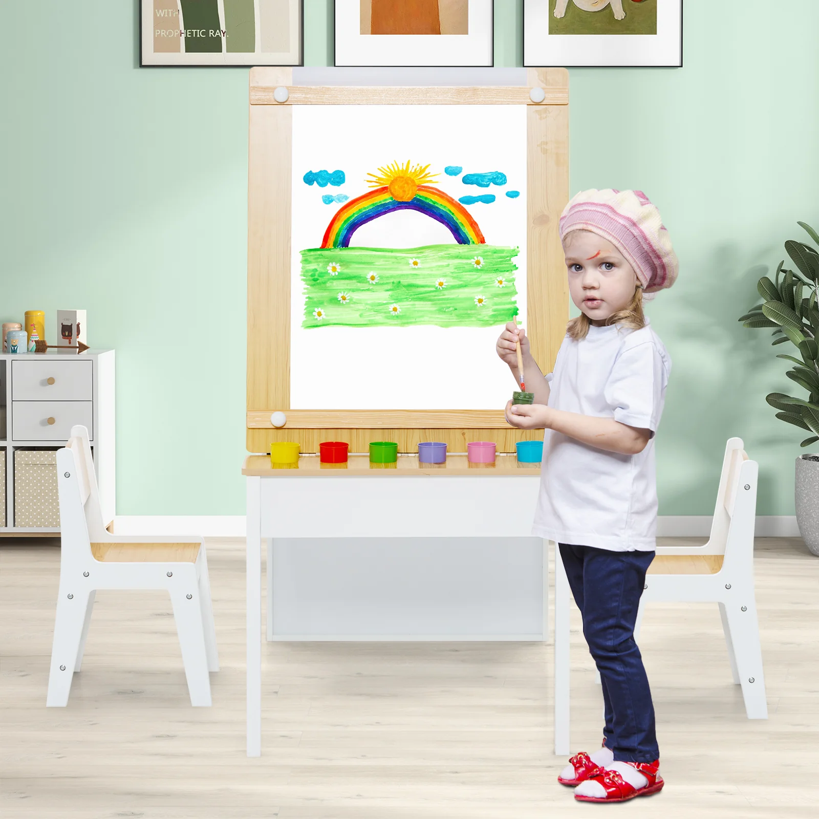 Multi-functional Kids Art Easel Table & Chair Set - Image 4