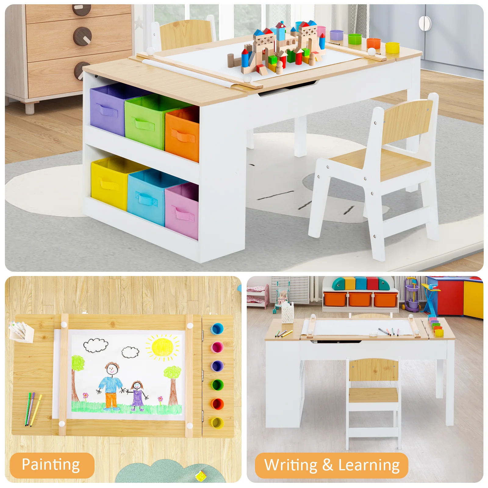Multi-functional Kids Art Easel Table & Chair Set - Image 5