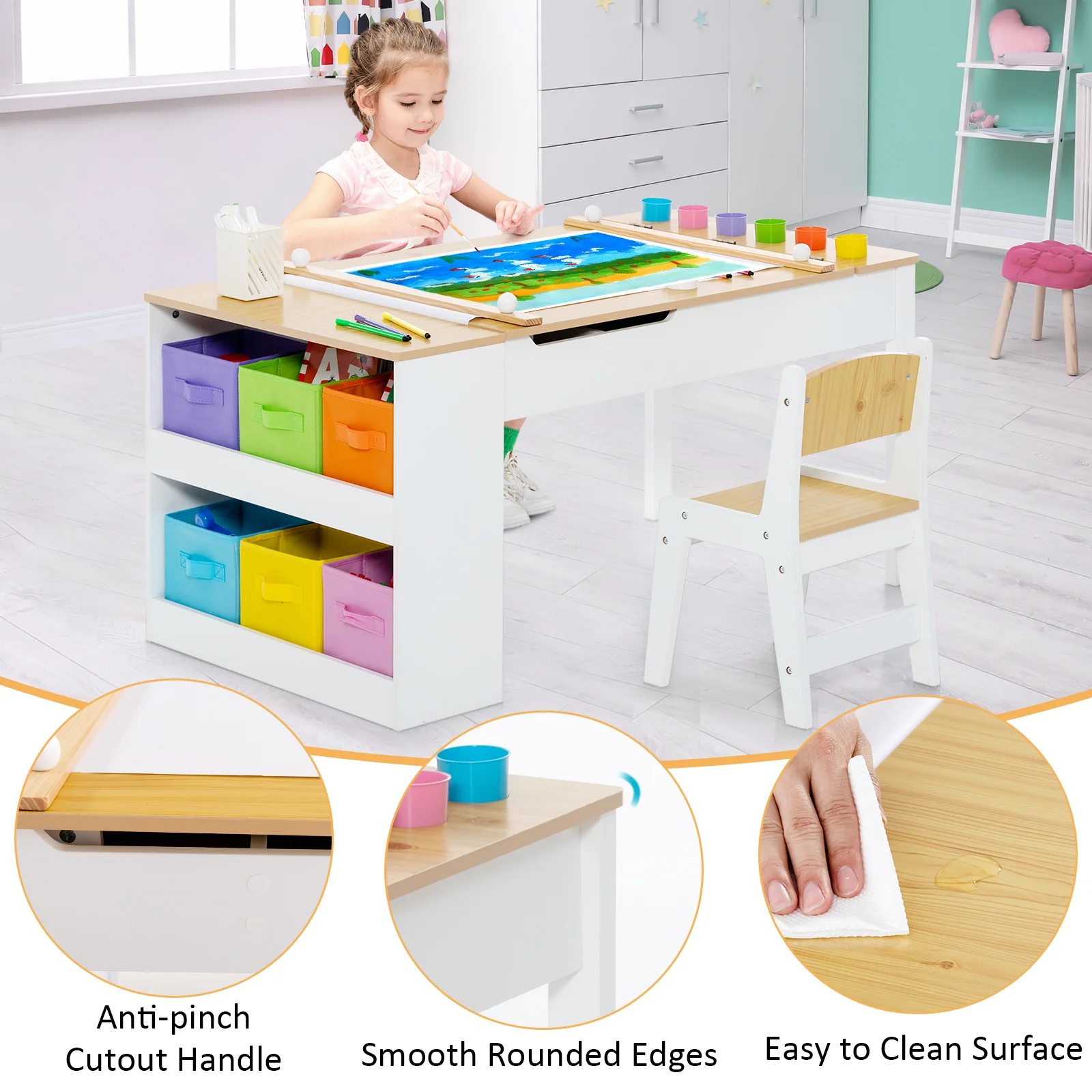 Multi-functional Kids Art Easel Table & Chair Set - Image 6