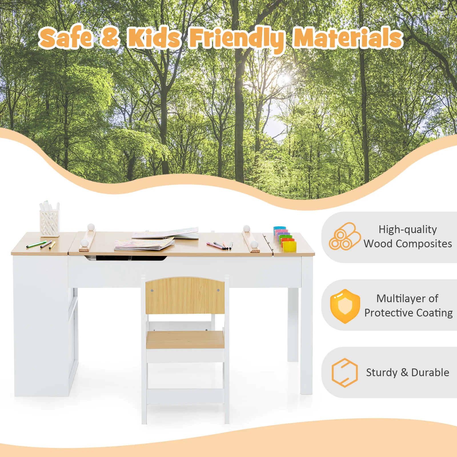 Multi-functional Kids Art Easel Table & Chair Set - Image 8