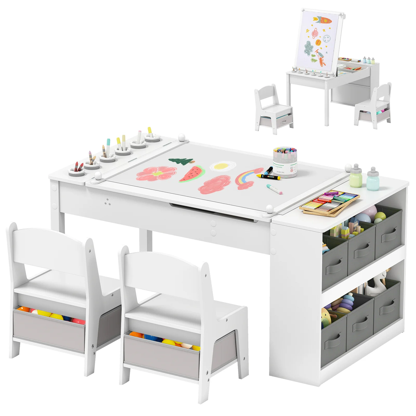 Multi-functional Kids Art Easel Table & Chair Set - Image 9
