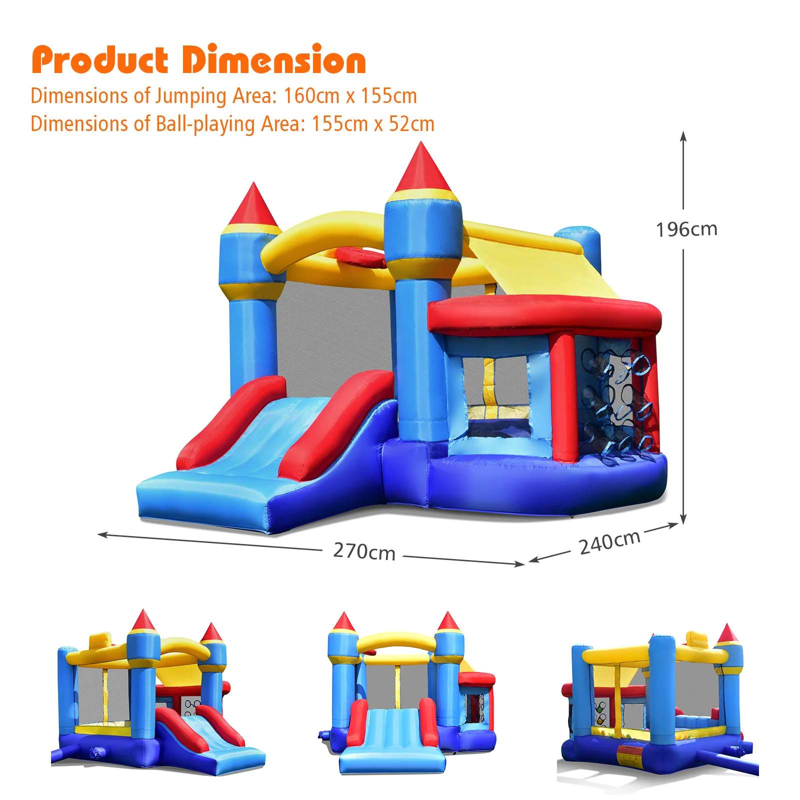 Multifunctional Inflatable Bounce House, Kids Jumper Bouncer for Backyard, Indoor & Outdoor Use - Image 3