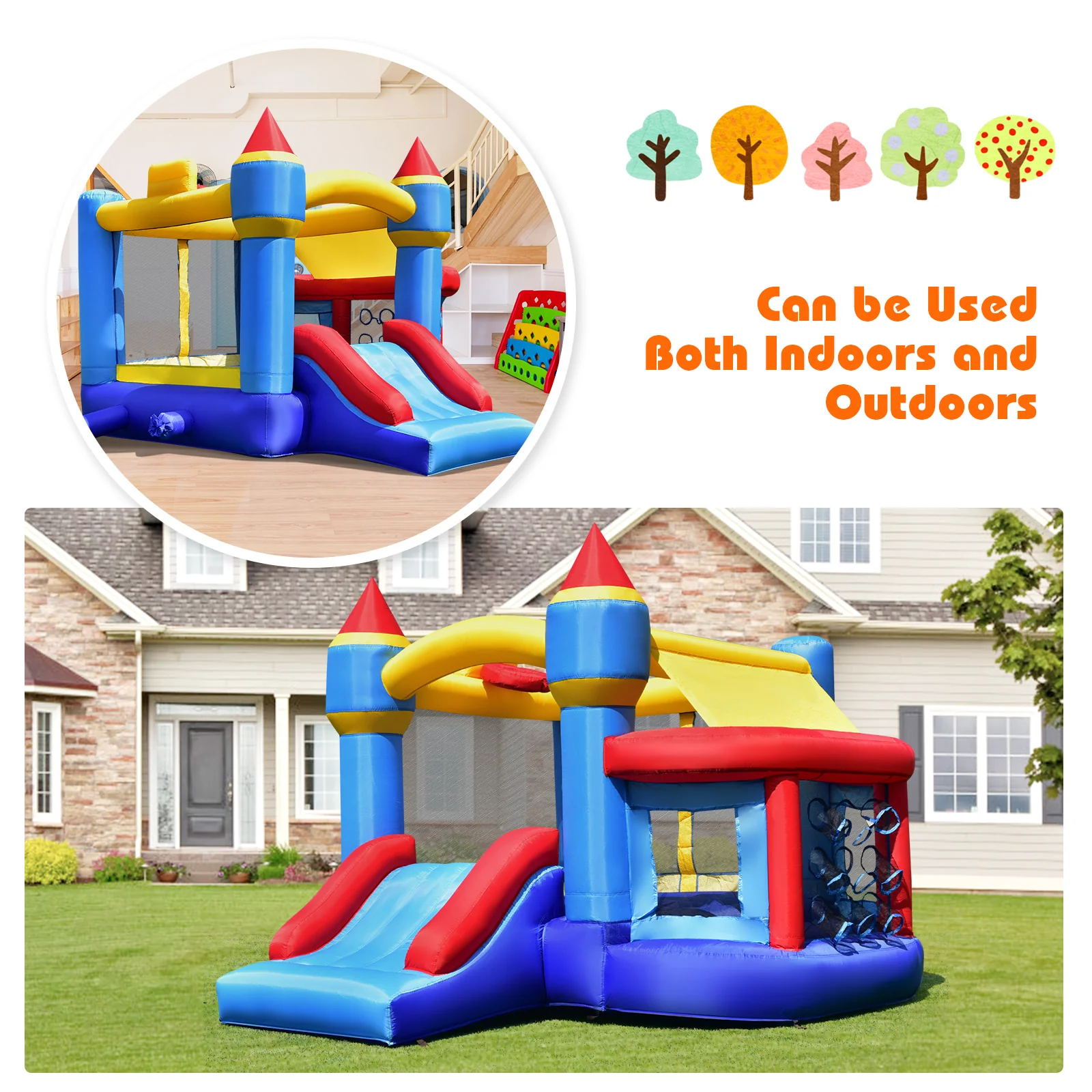Multifunctional Inflatable Bounce House, Kids Jumper Bouncer for Backyard, Indoor & Outdoor Use - Image 7