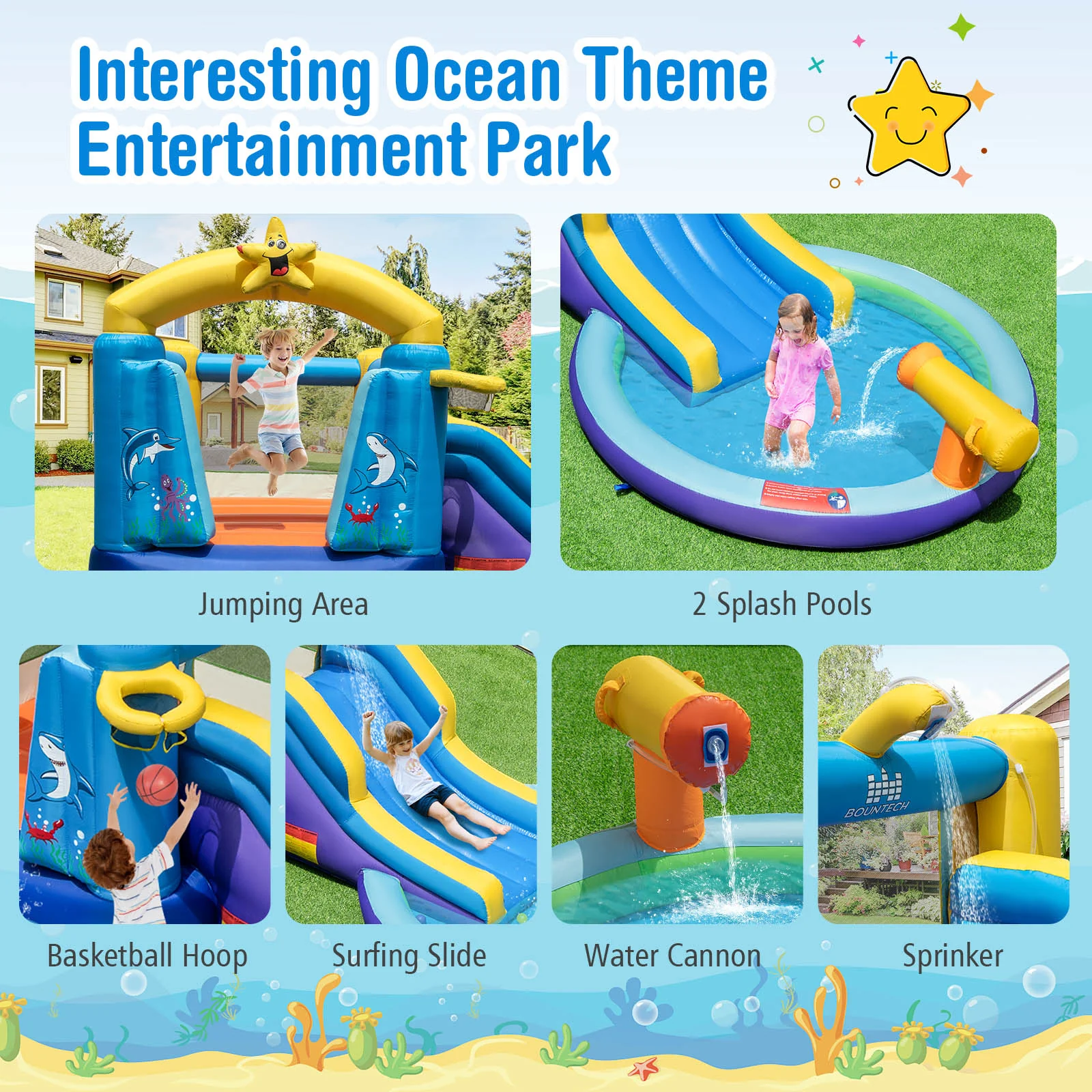 Ocean Inflatable Castle, Inflatable Bounce House, Inflatable Water Slide Park - Image 4