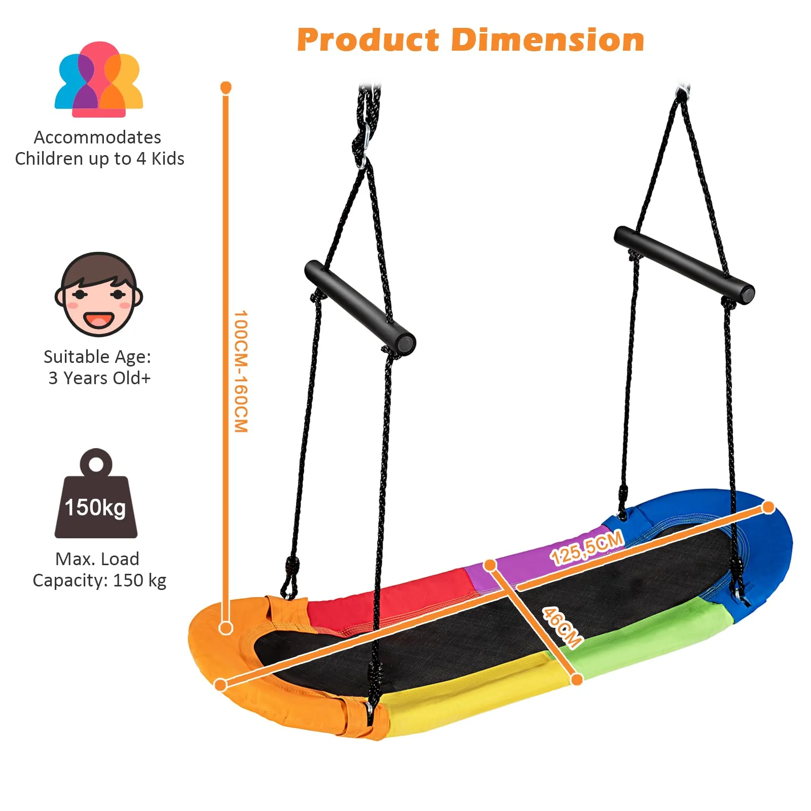 Outdoor Platform Tree Swing with Soft Handles and Adjustable Height - Image 3