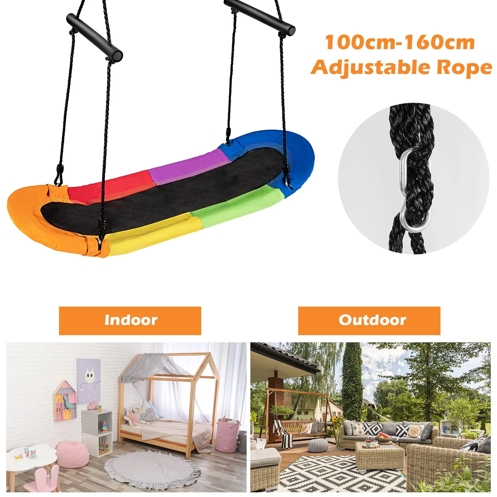 Outdoor Platform Tree Swing with Soft Handles and Adjustable Height - Image 4