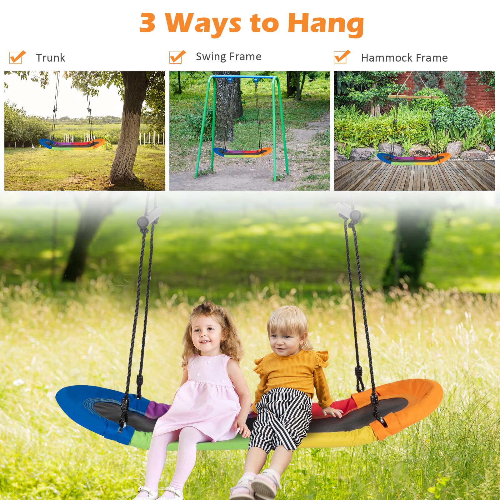 Outdoor Platform Tree Swing with Soft Handles and Adjustable Height - Image 5