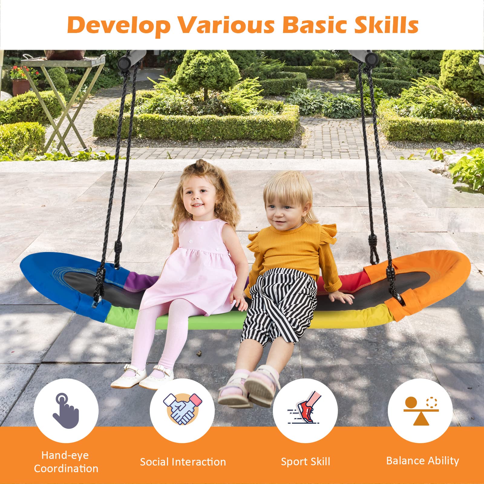 Outdoor Platform Tree Swing with Soft Handles and Adjustable Height - Image 8