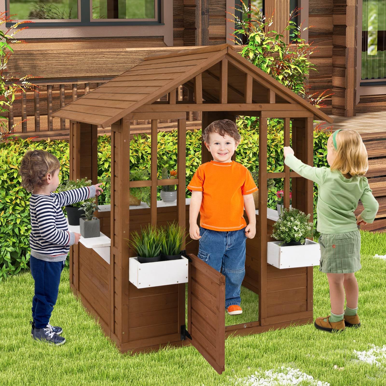 Outdoor Playhouse with Windows and Serving Stations for 2+ Years Old - Image 2