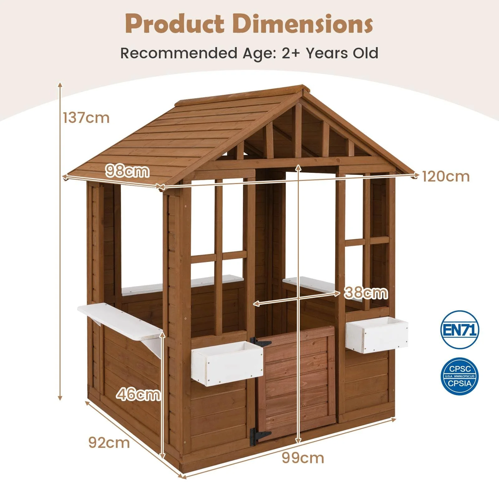 Outdoor Playhouse with Windows and Serving Stations for 2+ Years Old - Image 3