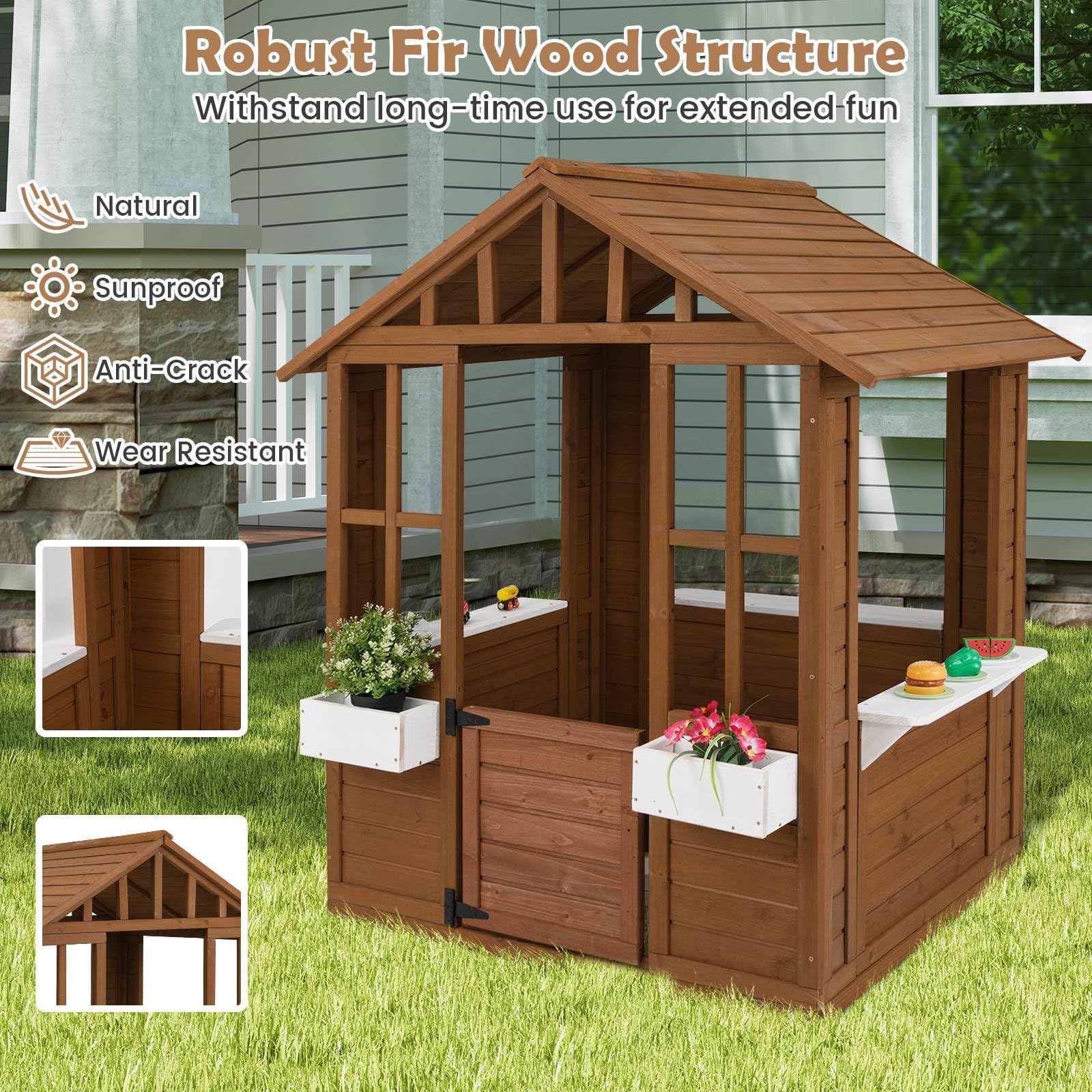 Outdoor Playhouse with Windows and Serving Stations for 2+ Years Old - Image 5