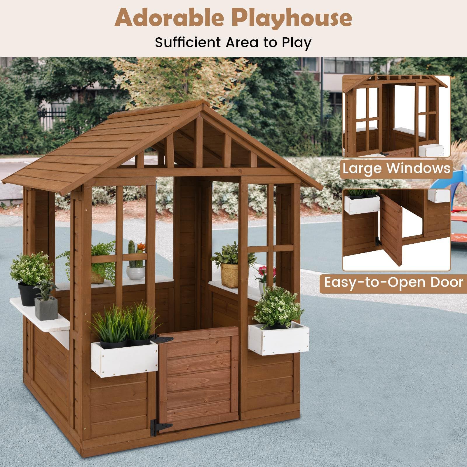 Outdoor Playhouse with Windows and Serving Stations for 2+ Years Old - Image 6