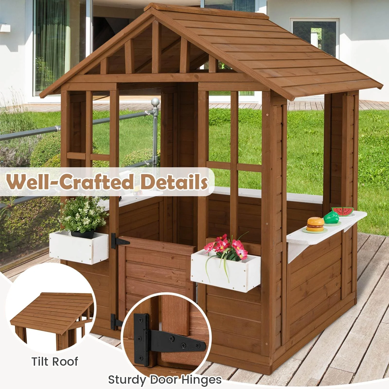 Outdoor Playhouse with Windows and Serving Stations for 2+ Years Old - Image 7