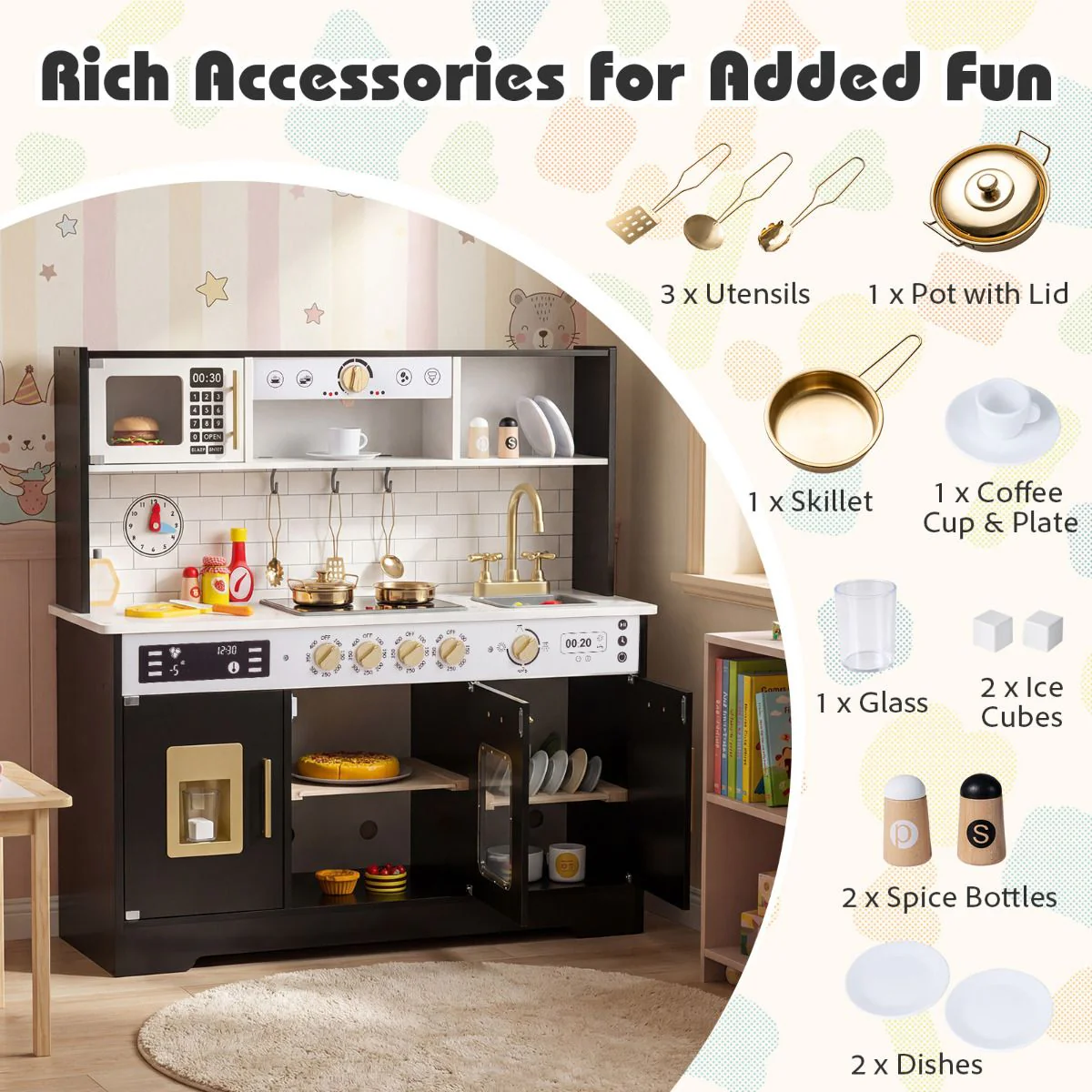 Play Kitchen for Kids with Realistic Lights and Sounds - Image 10