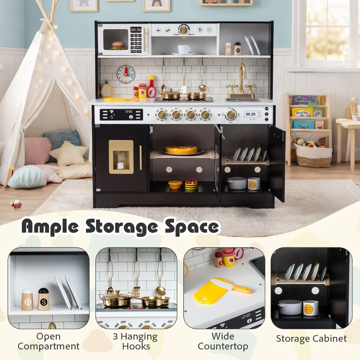 Play Kitchen for Kids with Realistic Lights and Sounds - Image 8