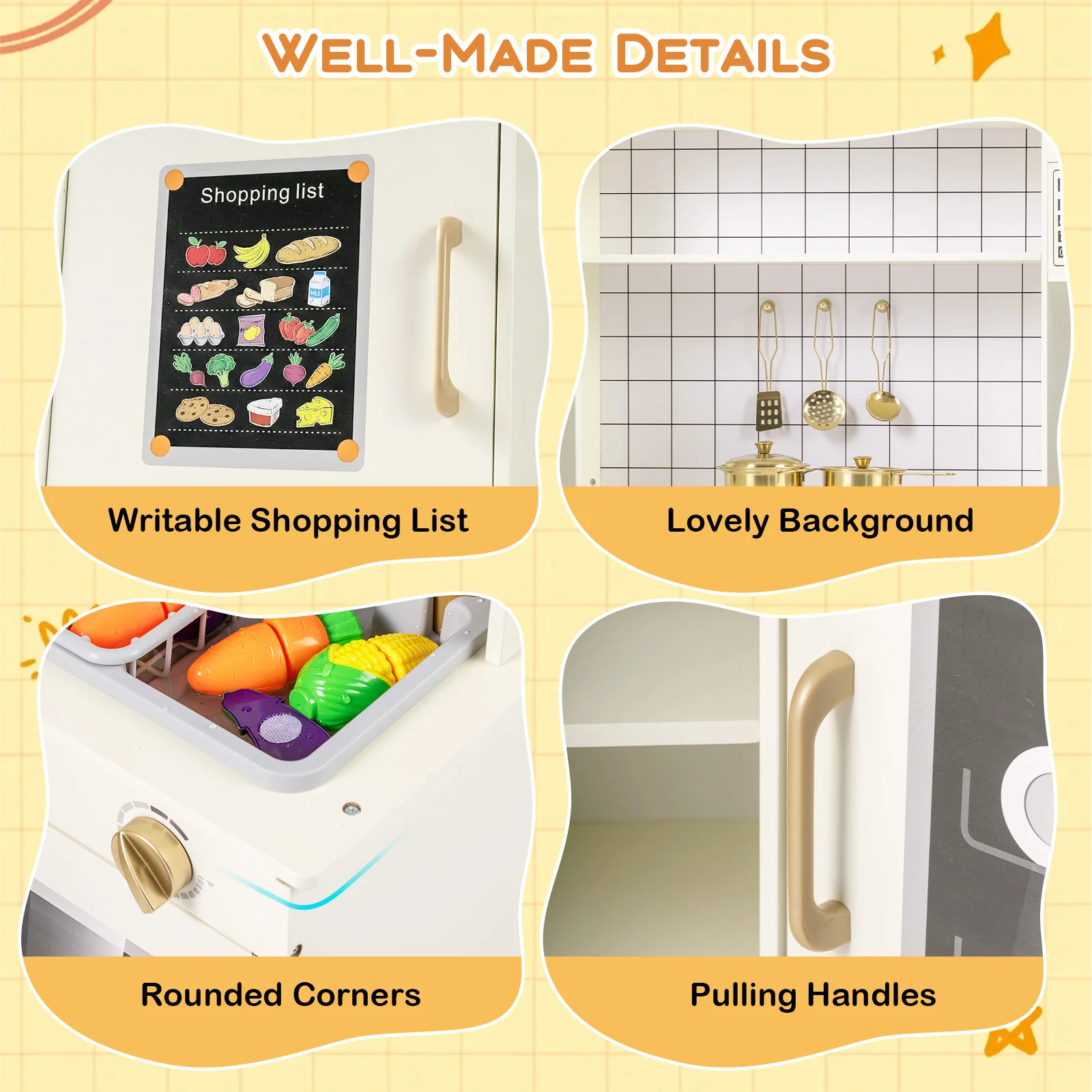 Pretend Play Corner Kitchen Set with Ice Dispenser and Water Circulation Faucet - Image 8