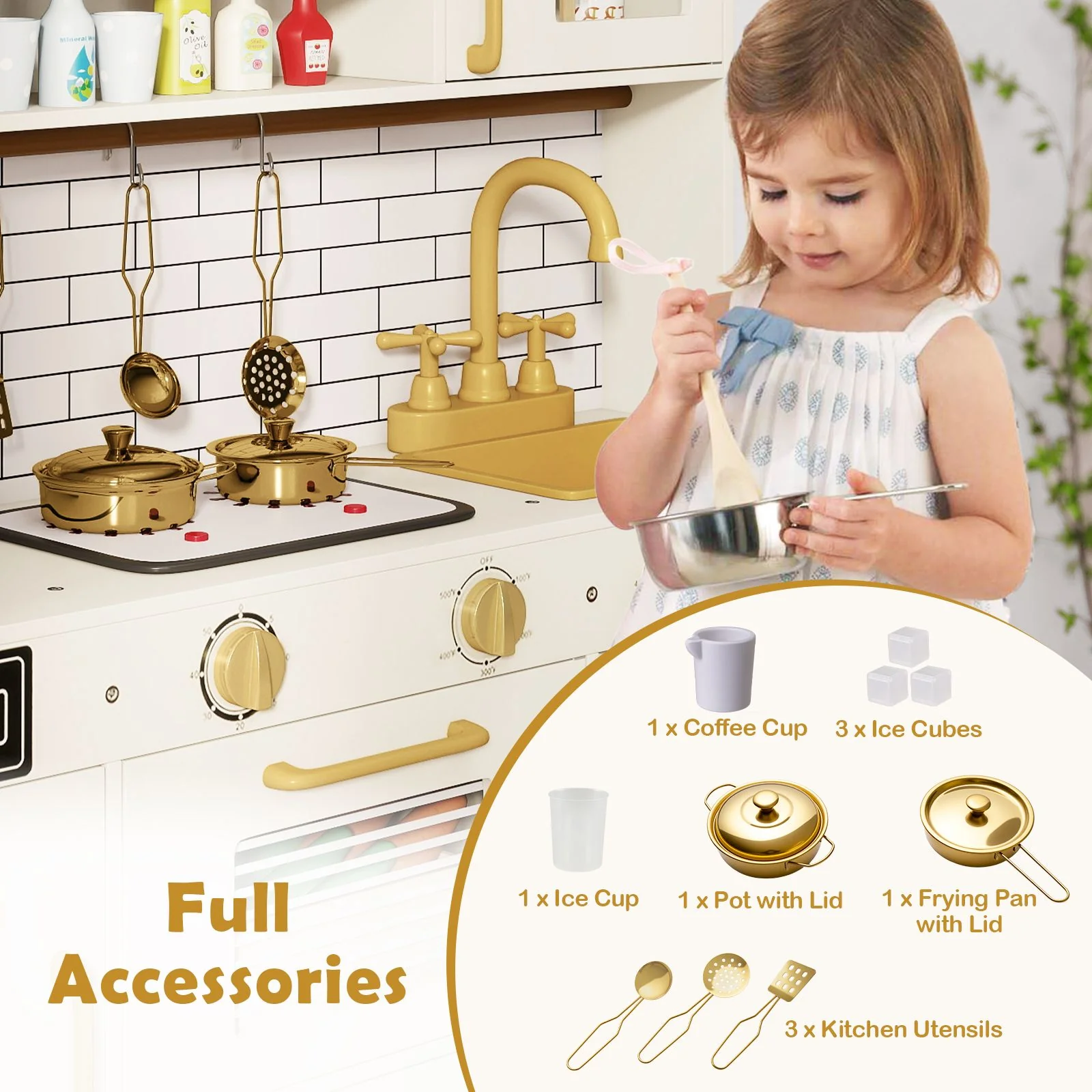 Pretend Toy Kitchen Set with Water Dispenser and Dishwasher - Image 7