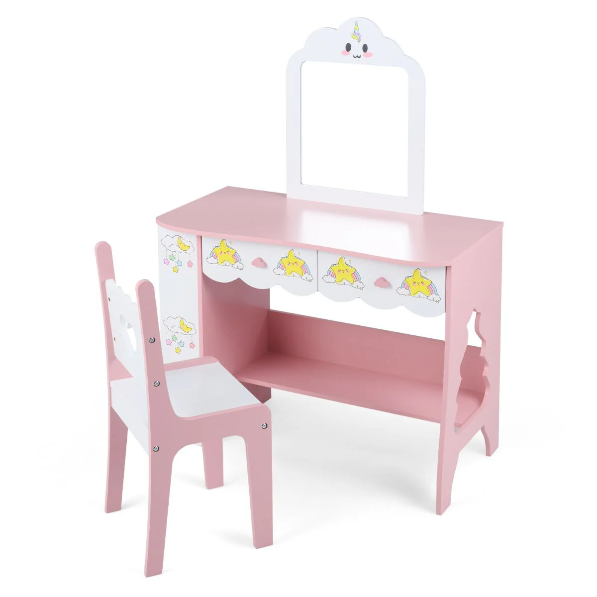 Princess Girls Makeup Table with Mirror and Chair