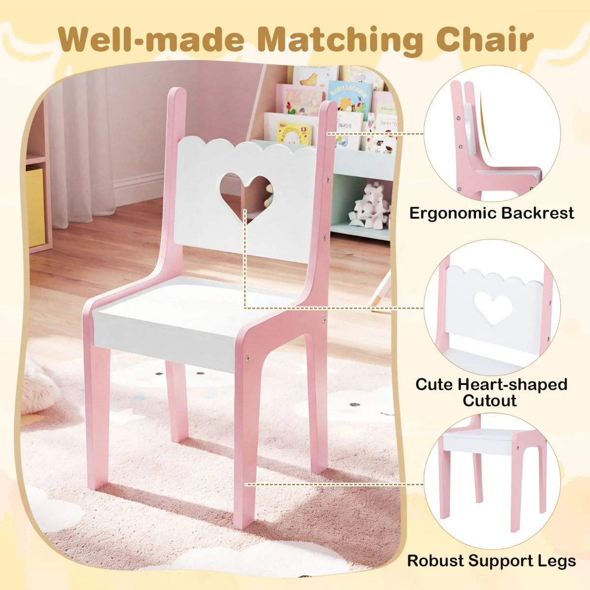 Princess Girls Makeup Table with Mirror and Chair - Image 3