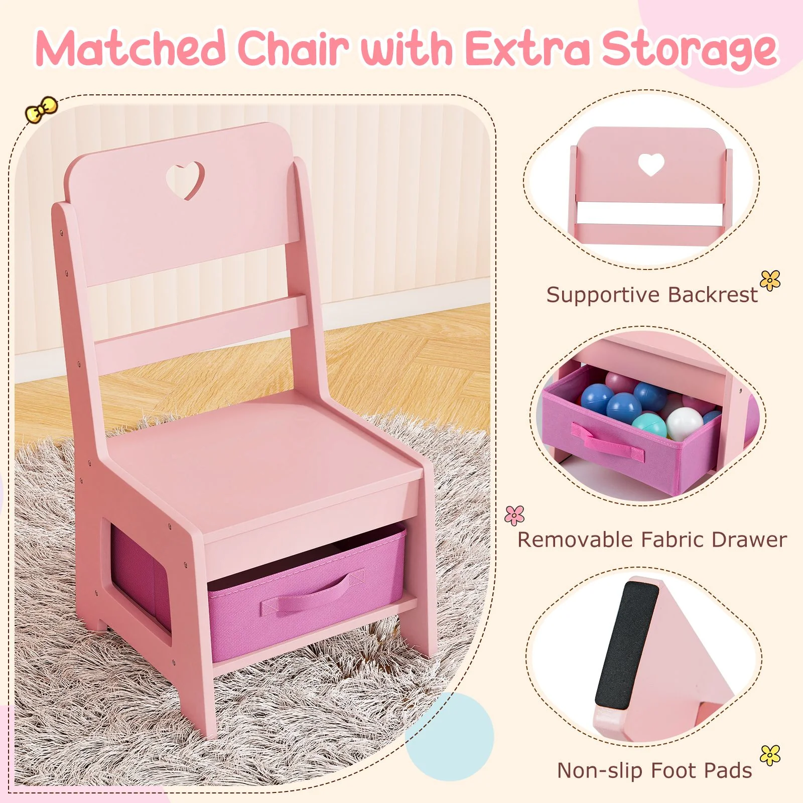 Princess Pretend Play Makeup Table with Open Storage Shelves and Jewelry Rack - Image 7