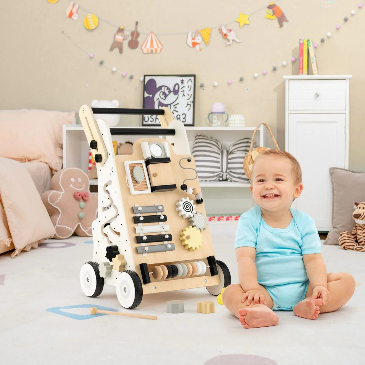 Push and Pull Learning Activity Walker with Double Handles for Babies andToddlers - Image 2