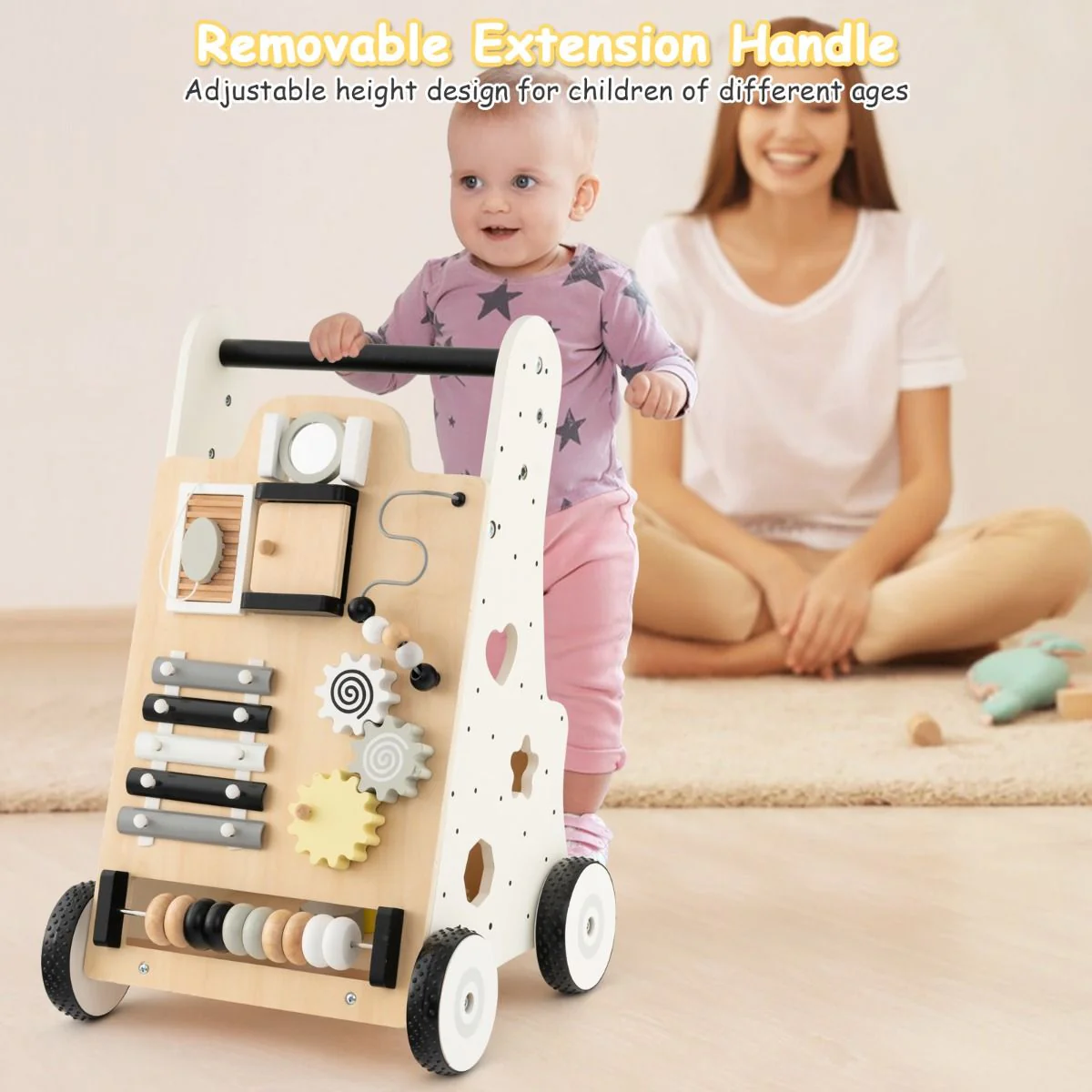 Push and Pull Learning Activity Walker with Double Handles for Babies andToddlers - Image 4
