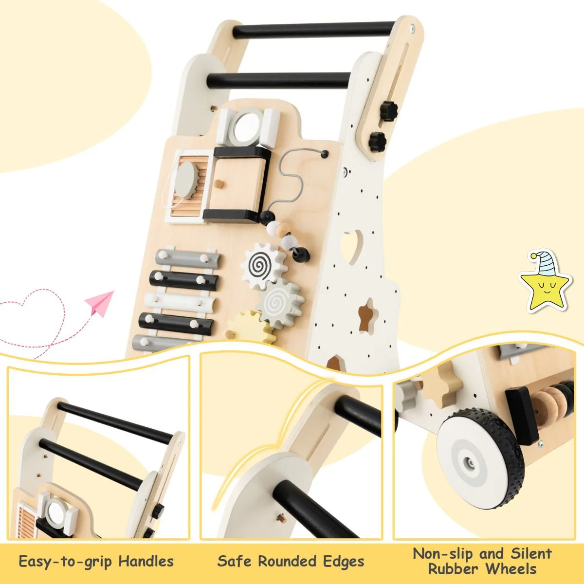 Push and Pull Learning Activity Walker with Double Handles for Babies andToddlers - Image 6