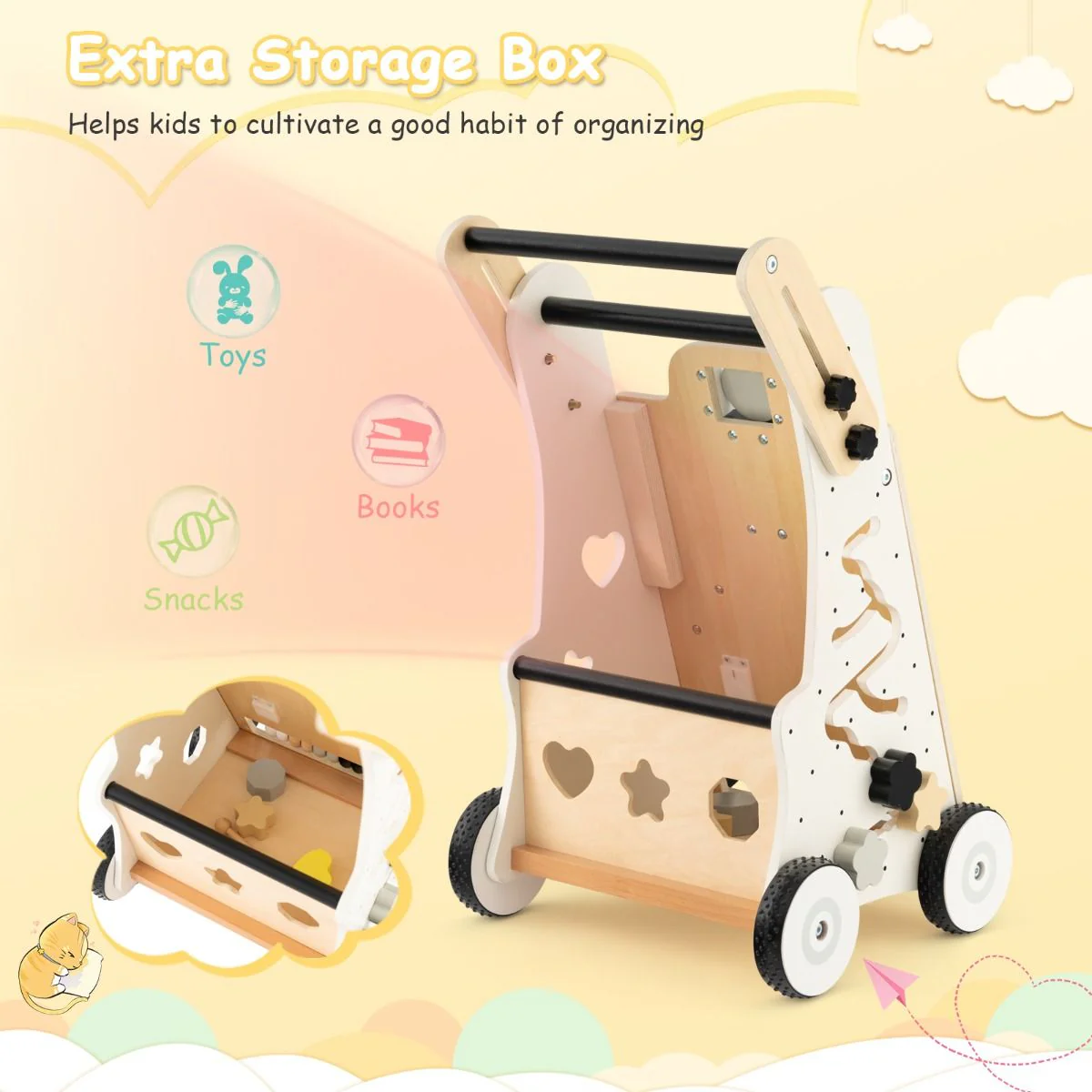 Push and Pull Learning Activity Walker with Double Handles for Babies andToddlers - Image 8