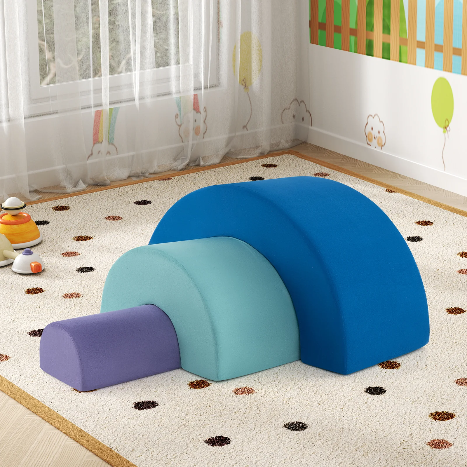 Rainbow Arc Climber Playset, Foam Climbing Blocks for Playroom - Image 2