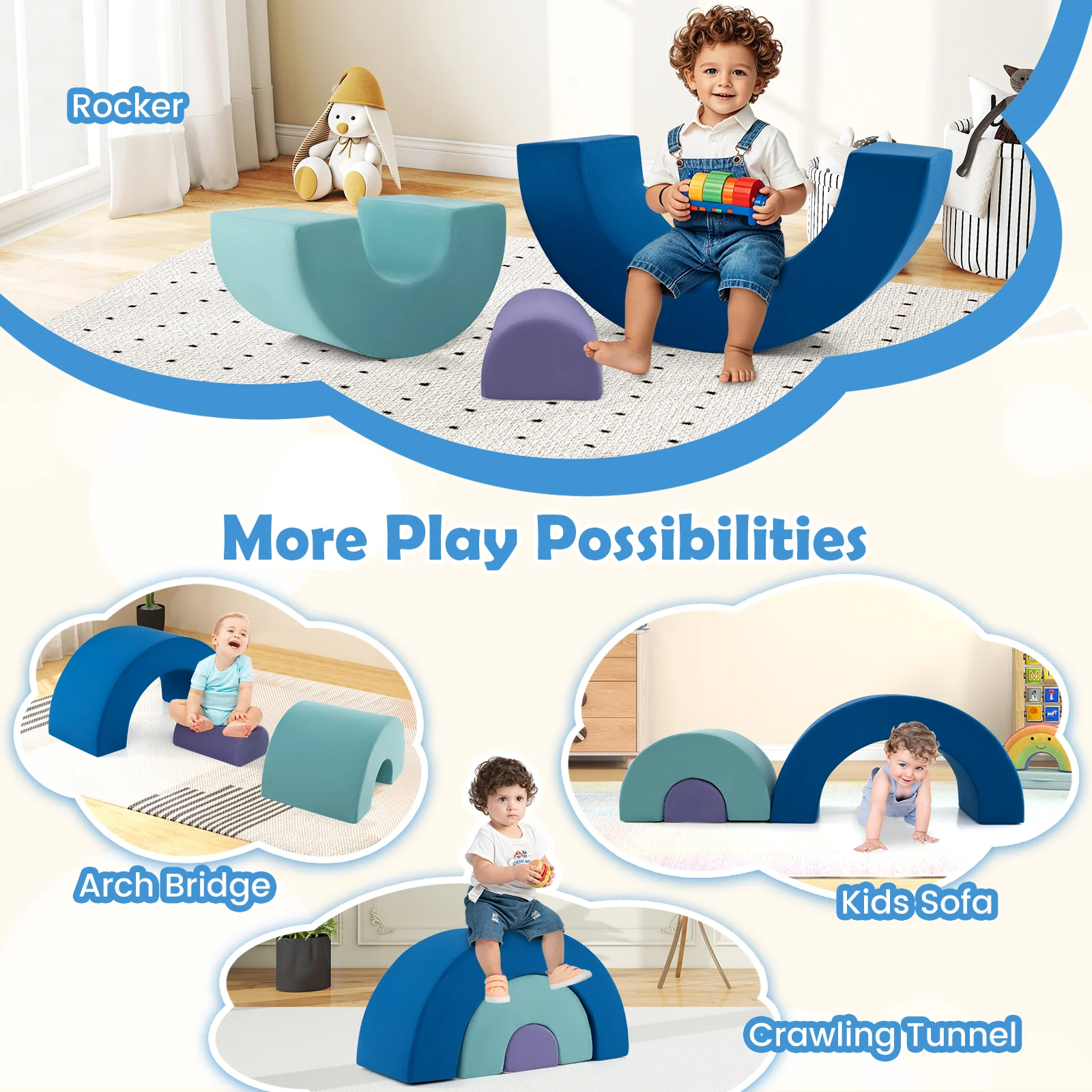Rainbow Arc Climber Playset, Foam Climbing Blocks for Playroom - Image 8