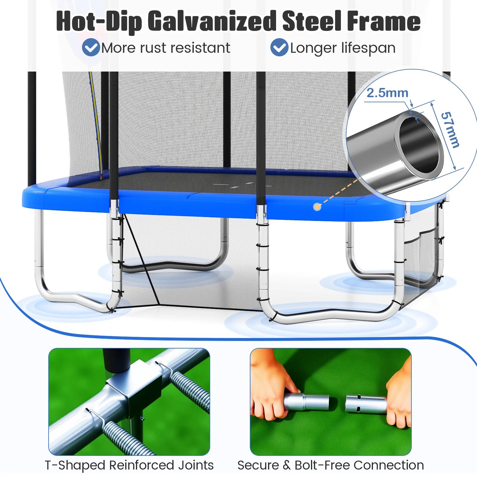Rectangle Outdoor Trampoline, 10 x 8 FT Heavy-Duty Trampoline for Kids and Adults - Image 10
