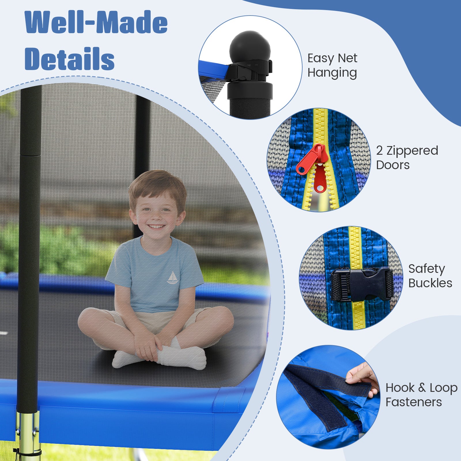 Rectangle Outdoor Trampoline, 10 x 8 FT Heavy-Duty Trampoline for Kids and Adults - Image 3