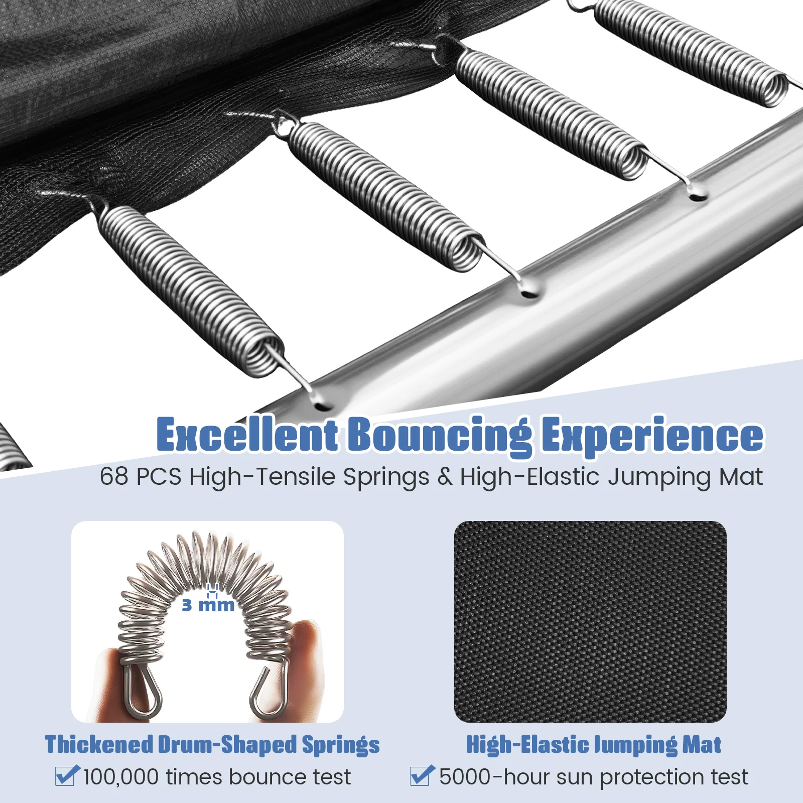 Rectangle Outdoor Trampoline, 10 x 8 FT Heavy-Duty Trampoline for Kids and Adults - Image 6