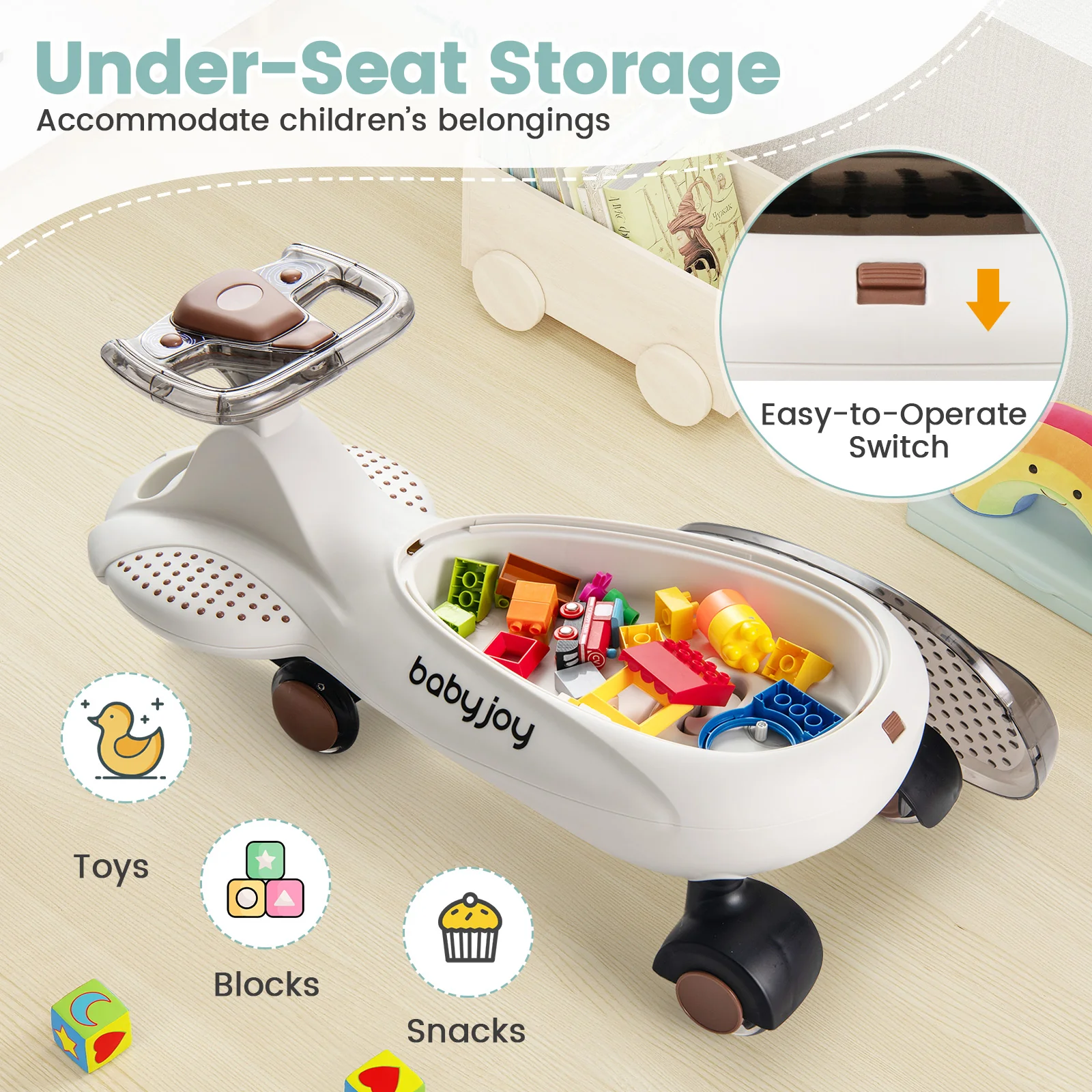 Ride on Car with Under-Seat Storage for Boys & Girls 3+ Years Old - Image 7