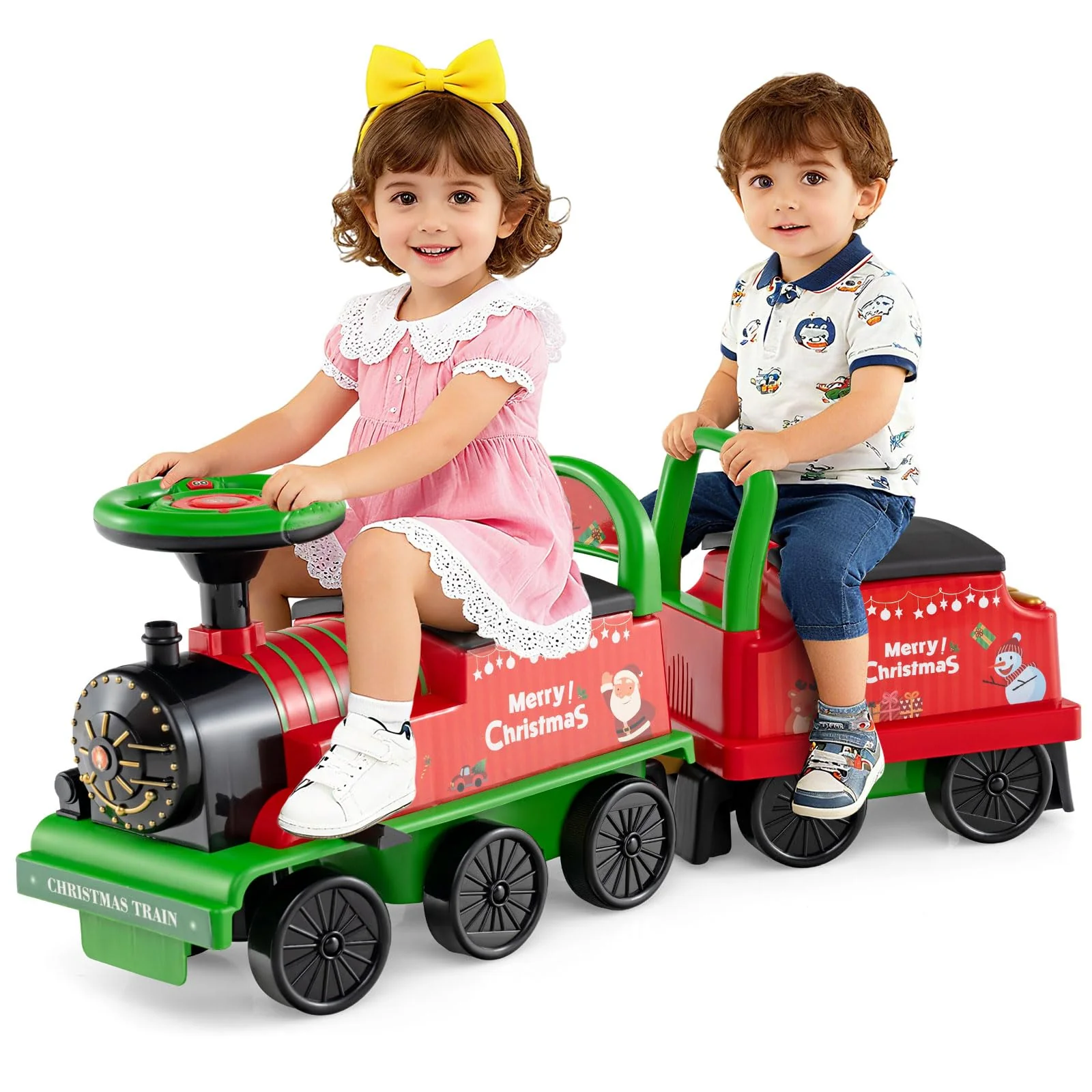 Ride on Train with Carriage, 6V 2-Seater Battery Powered Ride on Toy with Under-Seat Storage - Image 10