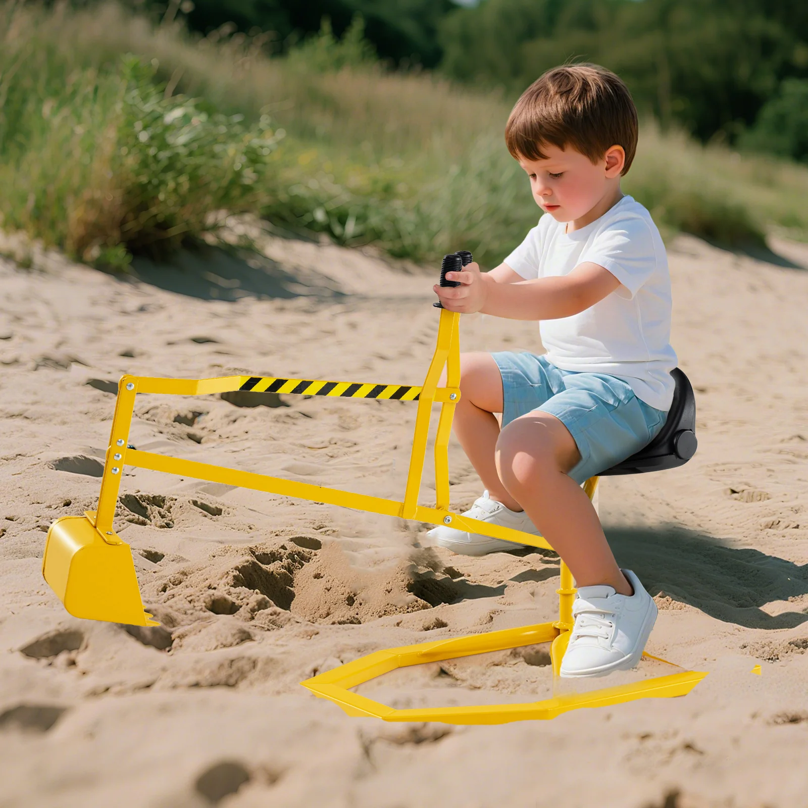 Sand Digger for Kids, Sandbox Toy Digger with 2-Handed Controls & Flexible Shovel - Image 2