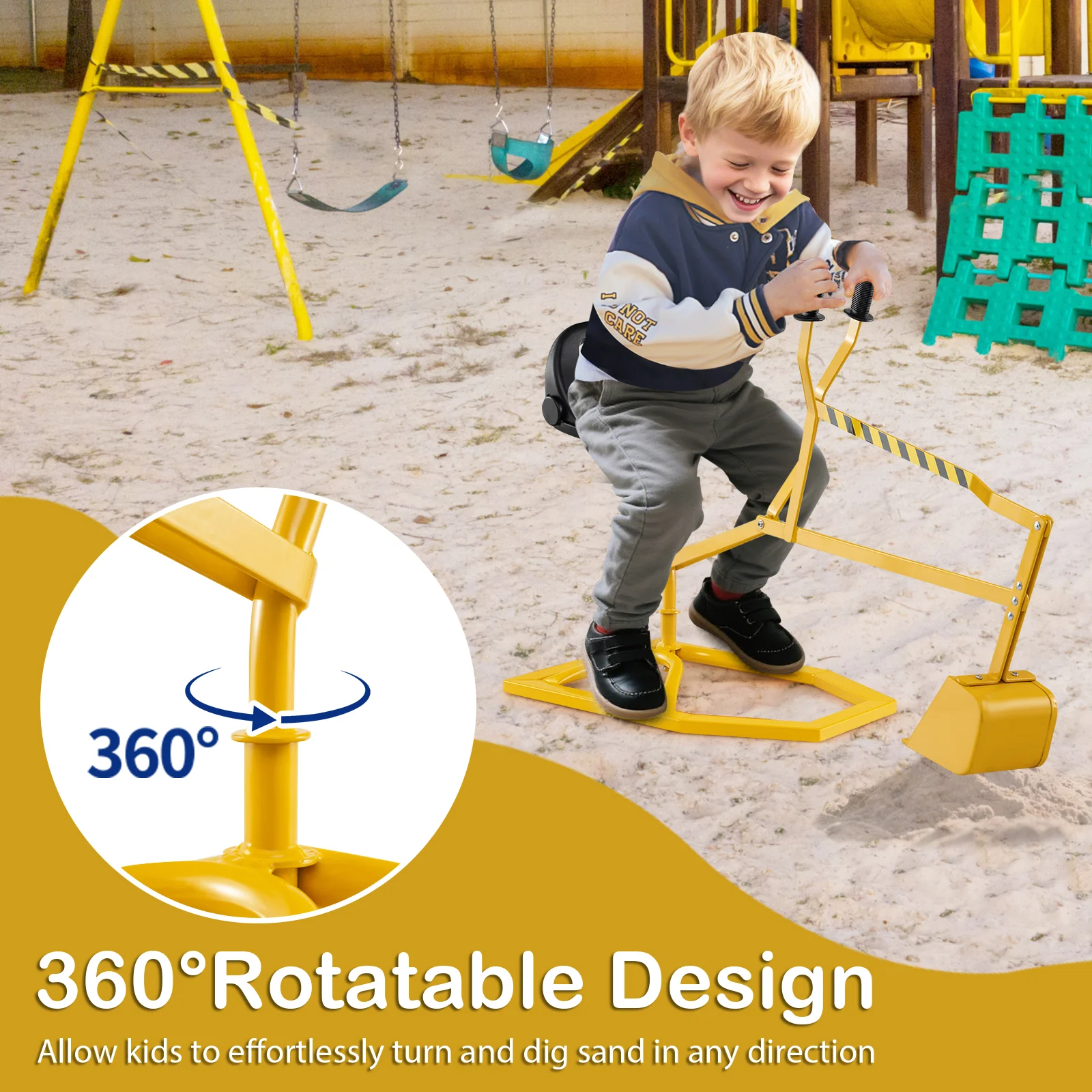 Sand Digger for Kids, Sandbox Toy Digger with 2-Handed Controls & Flexible Shovel - Image 3
