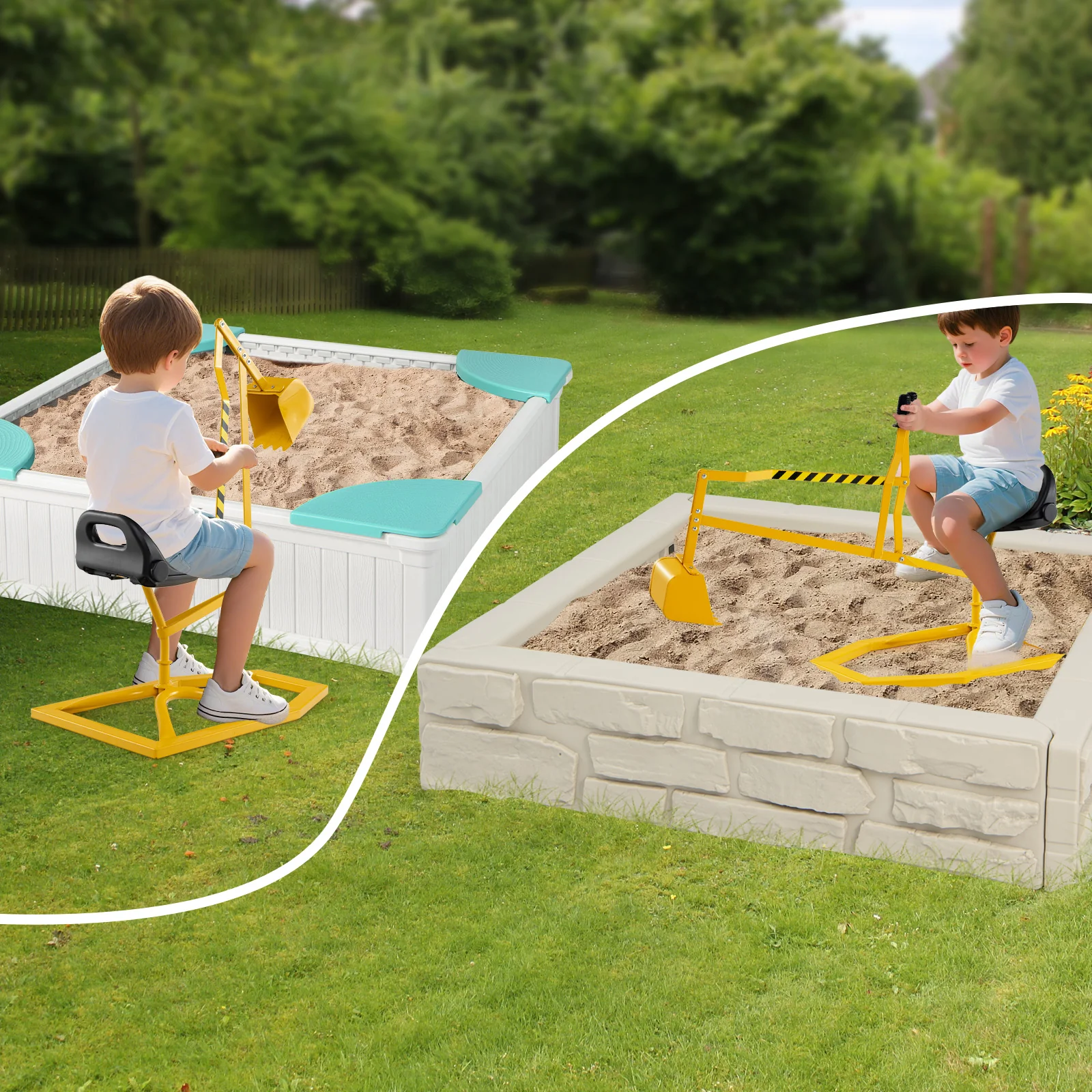 Sand Digger for Kids, Sandbox Toy Digger with 2-Handed Controls & Flexible Shovel - Image 4