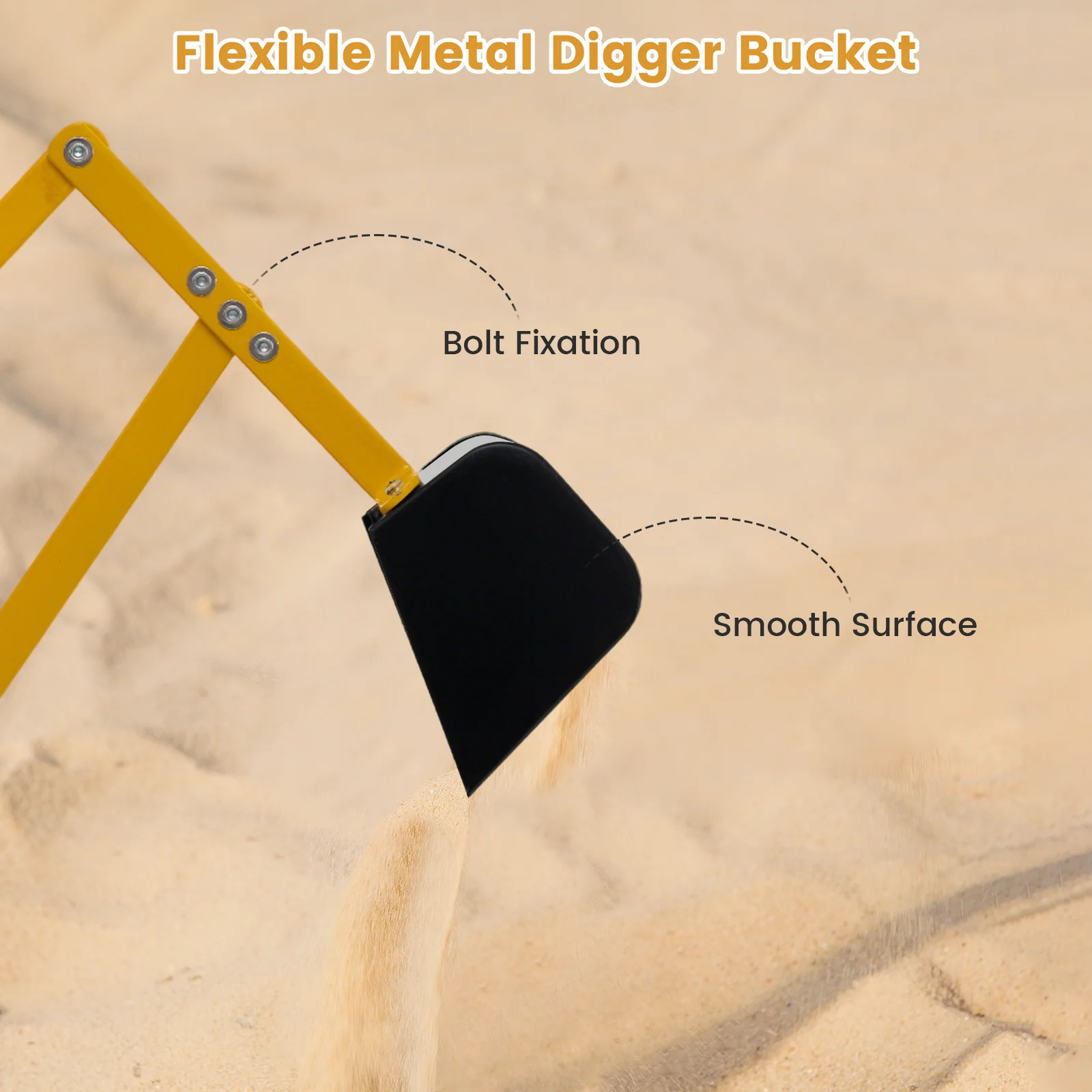 Sandbox Toy Digger w/ 2-Handed Controls & Flexible Shovel, 360° Rotatable Function & Ergonomic Backrest - Image 4