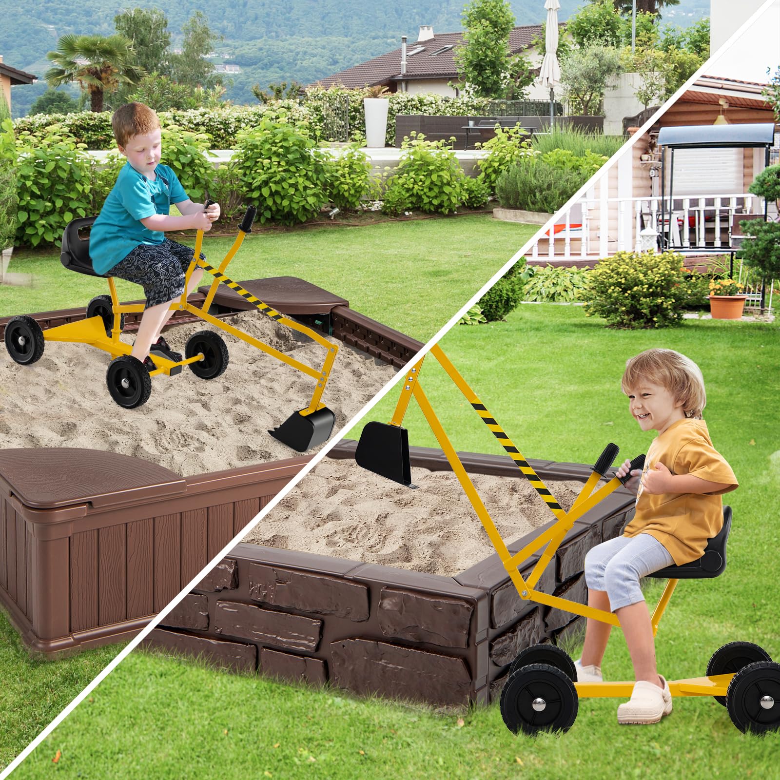 Sandbox Toy Digger w/ 2-Handed Controls & Flexible Shovel, 360° Rotatable Function & Ergonomic Backrest - Image 7