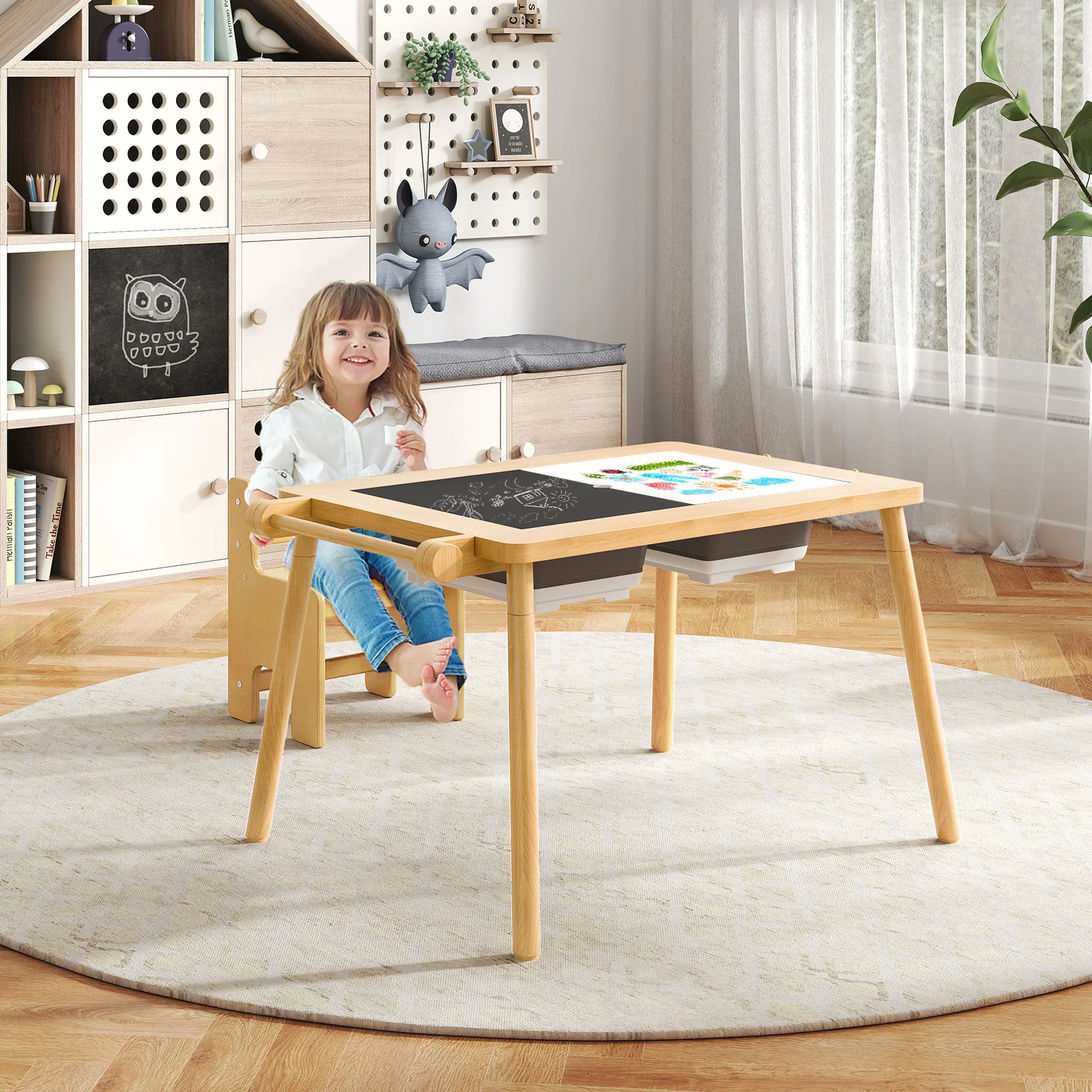 Sensory Table & Chair Set for Kids 2-8, Toddler Activity Table - Image 2